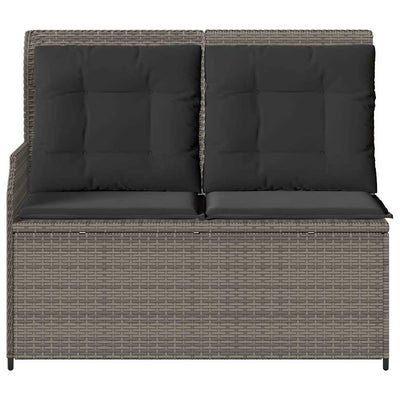Reclining Garden Bench with Cushions Grey Poly Rattan Payday Deals