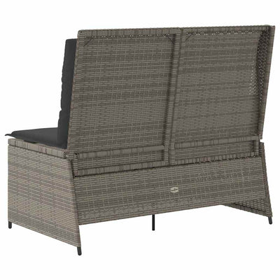 Reclining Garden Bench with Cushions Grey Poly Rattan Payday Deals