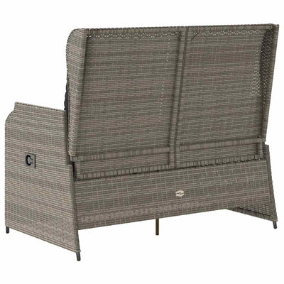 Reclining Garden Bench with Cushions Grey Poly Rattan Payday Deals