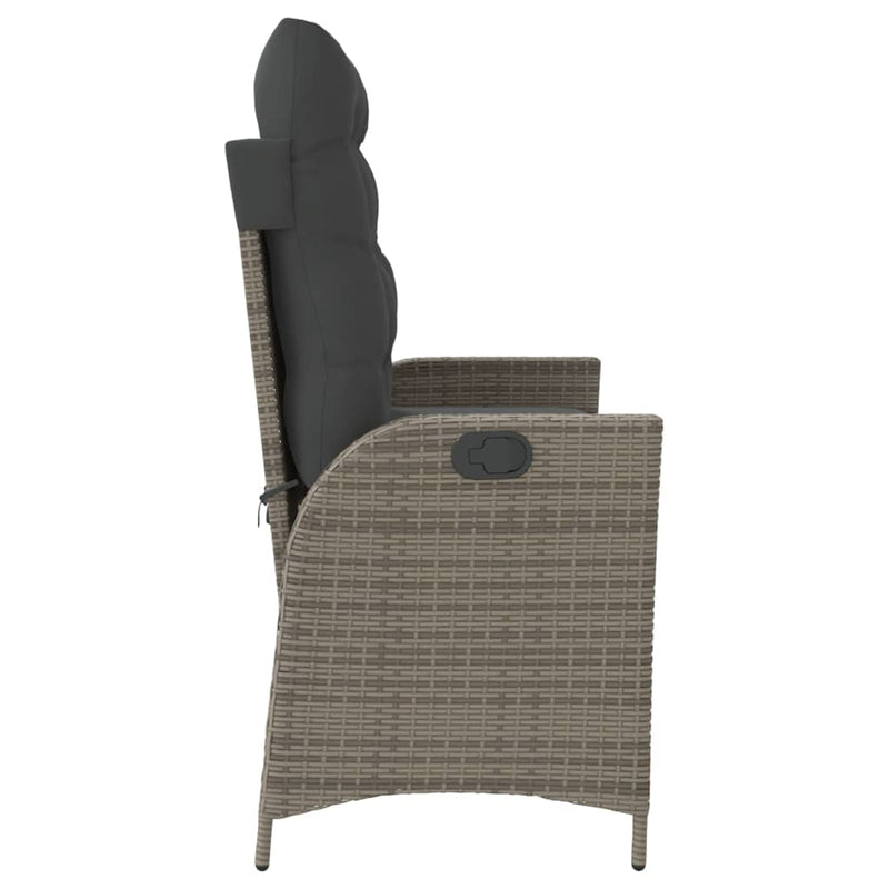 Reclining Garden Bench with Cushions Grey Poly Rattan Payday Deals