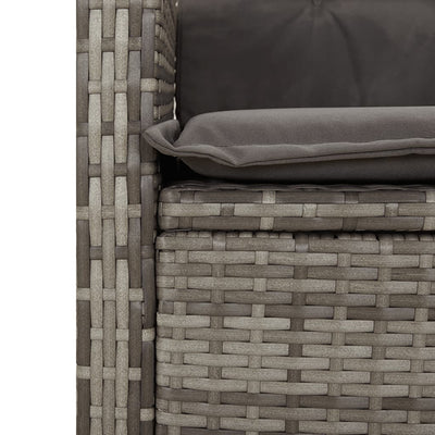 Reclining Garden Bench with Cushions Grey Poly Rattan Payday Deals