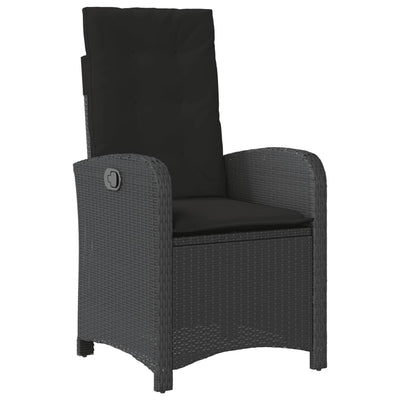 Reclining Garden Chair with Cushions Black Poly Rattan Payday Deals