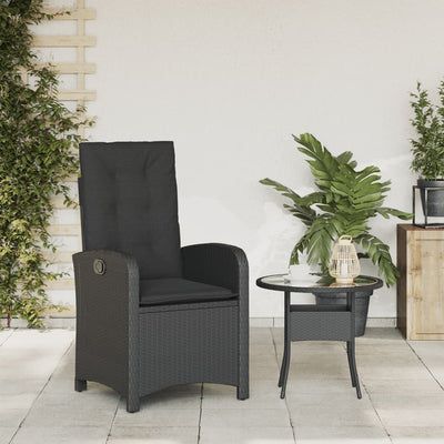 Reclining Garden Chair with Cushions Black Poly Rattan Payday Deals
