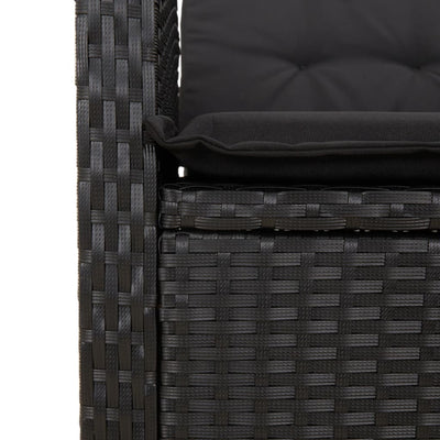 Reclining Garden Chair with Cushions Black Poly Rattan Payday Deals
