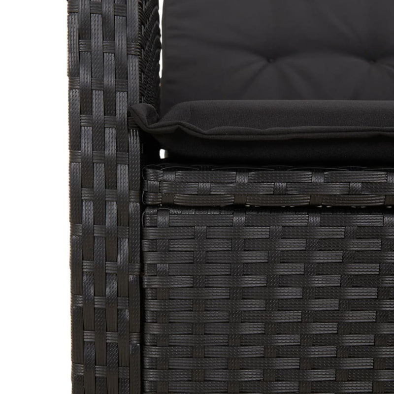 Reclining Garden Chair with Cushions Black Poly Rattan Payday Deals