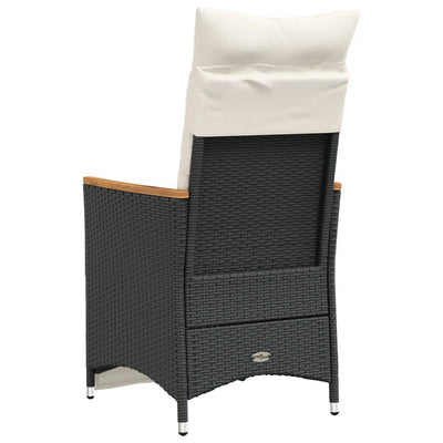 Reclining Garden Chair with Cushions Black Poly Rattan Payday Deals