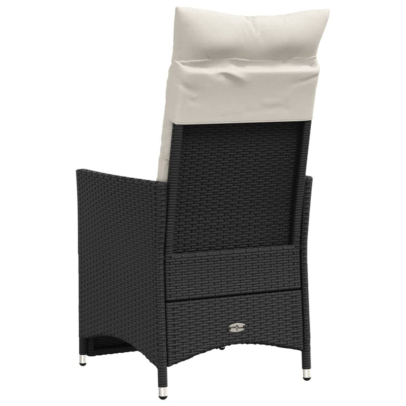 Reclining Garden Chair with Cushions Black Poly Rattan Payday Deals