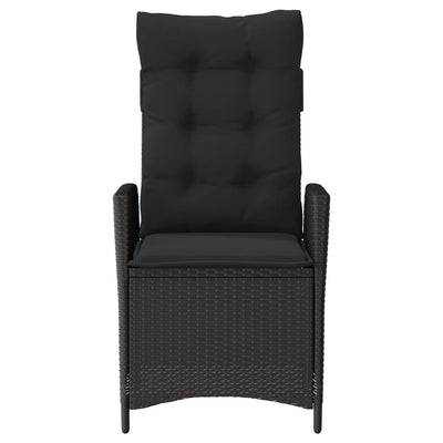 Reclining Garden Chair with Cushions Black Poly Rattan Payday Deals