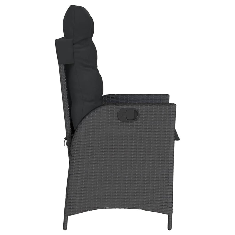 Reclining Garden Chair with Cushions Black Poly Rattan Payday Deals