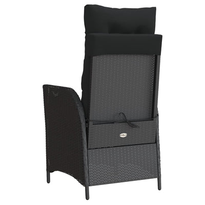 Reclining Garden Chair with Cushions Black Poly Rattan Payday Deals