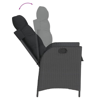 Reclining Garden Chair with Cushions Black Poly Rattan Payday Deals