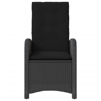 Reclining Garden Chair with Cushions Black Poly Rattan Payday Deals