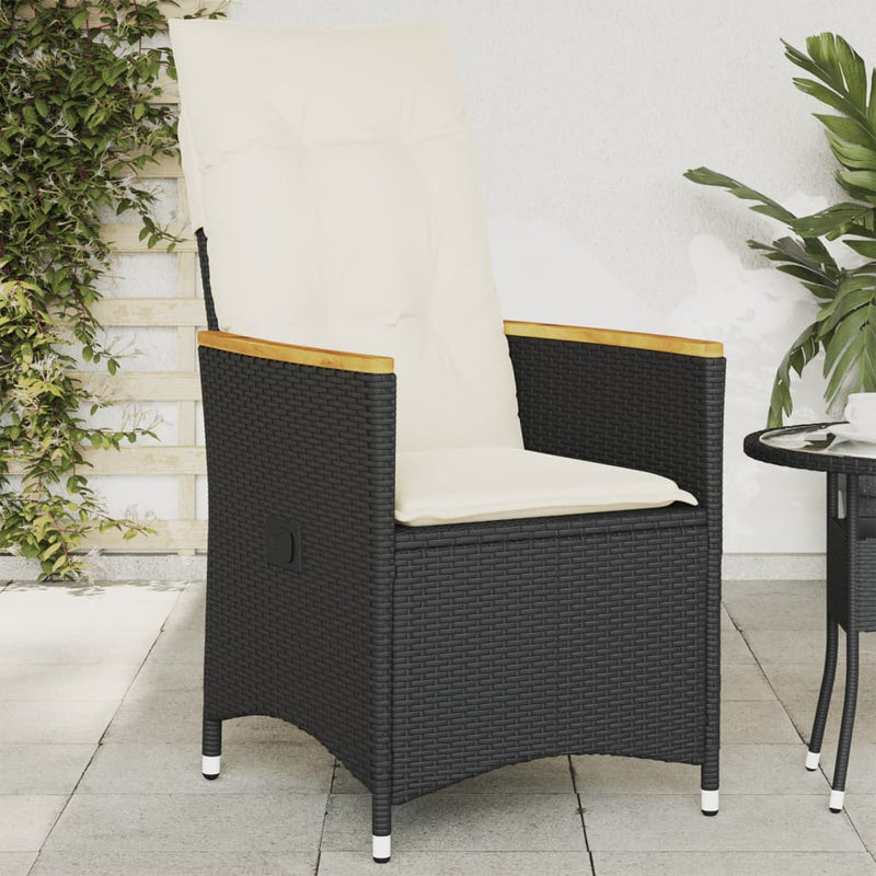 Reclining Garden Chair with Cushions Black Poly Rattan Payday Deals