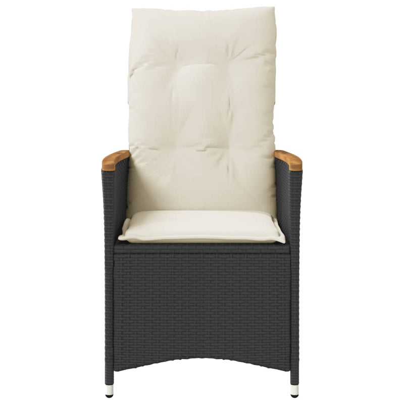 Reclining Garden Chair with Cushions Black Poly Rattan Payday Deals