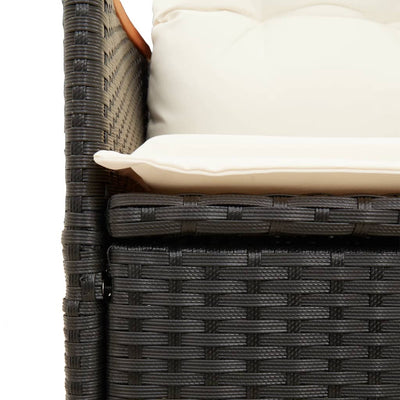 Reclining Garden Chair with Cushions Black Poly Rattan Payday Deals