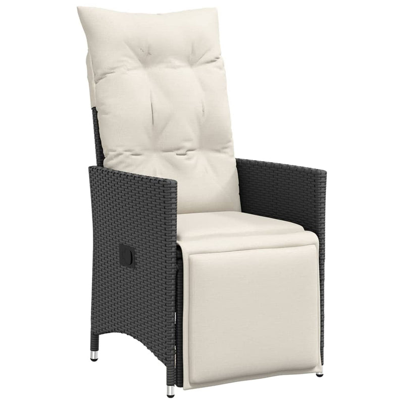 Reclining Garden Chair with Cushions Black Poly Rattan Payday Deals