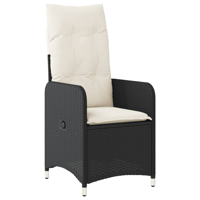 Reclining Garden Chair with Cushions Black Poly Rattan Payday Deals