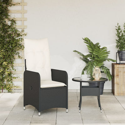 Reclining Garden Chair with Cushions Black Poly Rattan Payday Deals