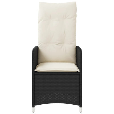 Reclining Garden Chair with Cushions Black Poly Rattan Payday Deals