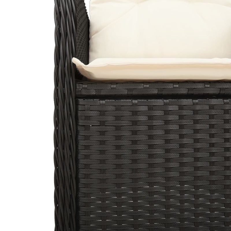 Reclining Garden Chair with Cushions Black Poly Rattan Payday Deals