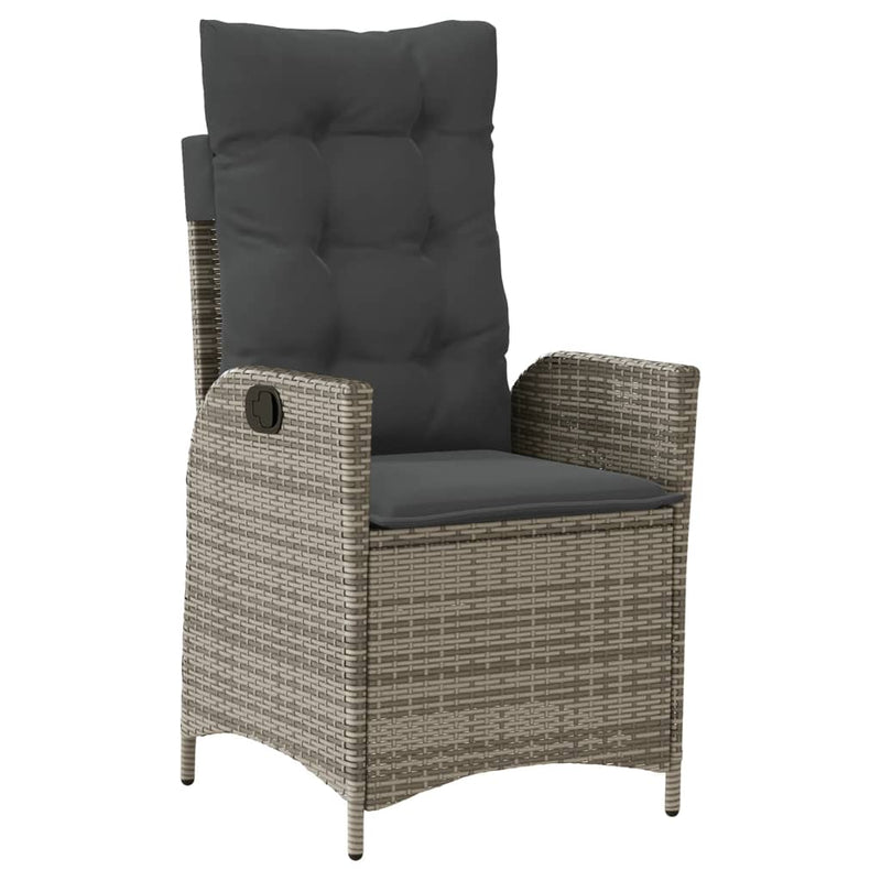 Reclining Garden Chair with Cushions Grey Poly Rattan Payday Deals