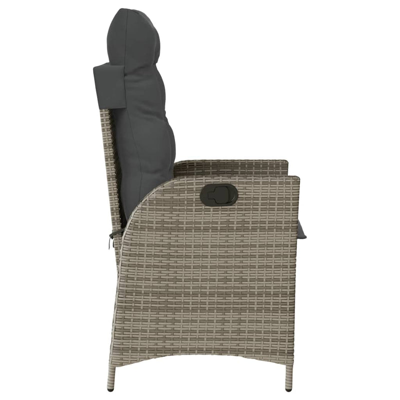 Reclining Garden Chair with Cushions Grey Poly Rattan Payday Deals