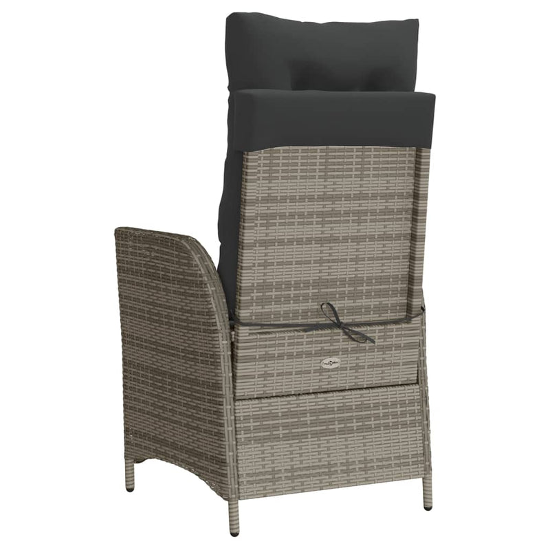 Reclining Garden Chair with Cushions Grey Poly Rattan Payday Deals