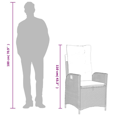 Reclining Garden Chair with Cushions Grey Poly Rattan Payday Deals