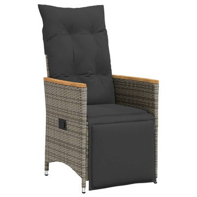 Reclining Garden Chair with Cushions Grey Poly Rattan Payday Deals