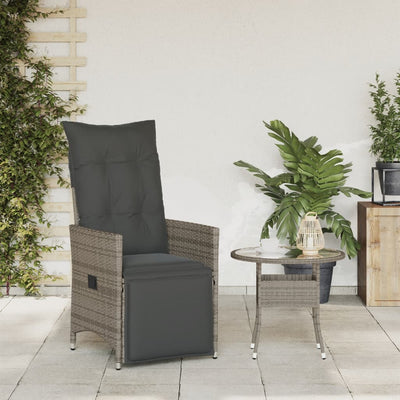 Reclining Garden Chair with Cushions Grey Poly Rattan Payday Deals