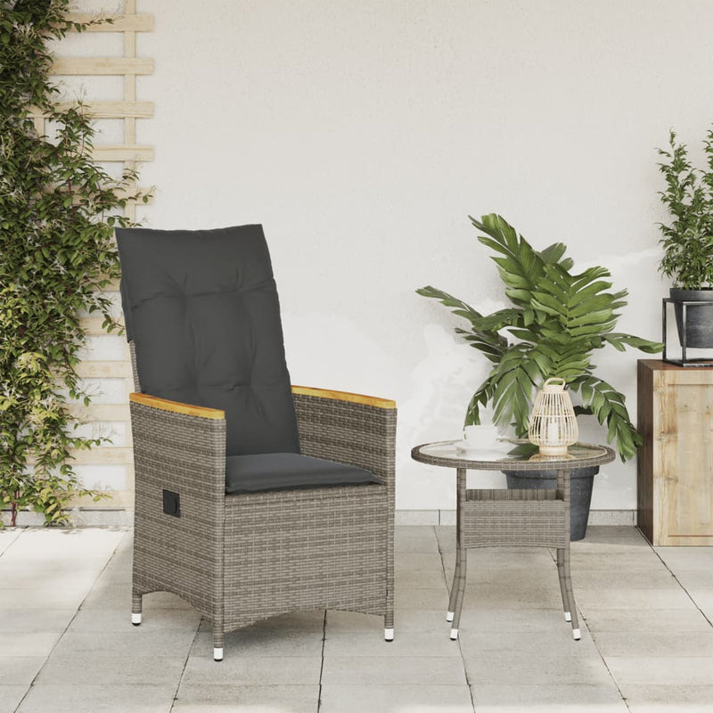 Reclining Garden Chair with Cushions Grey Poly Rattan Payday Deals