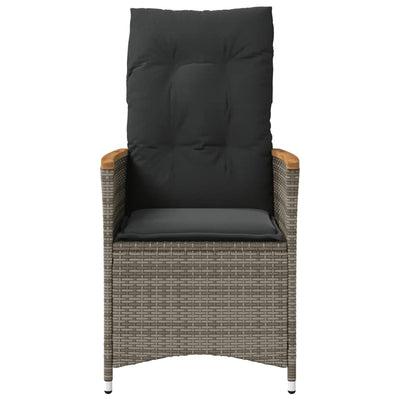 Reclining Garden Chair with Cushions Grey Poly Rattan Payday Deals