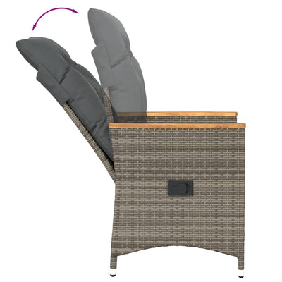 Reclining Garden Chair with Cushions Grey Poly Rattan Payday Deals