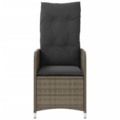 Reclining Garden Chair with Cushions Grey Poly Rattan Payday Deals