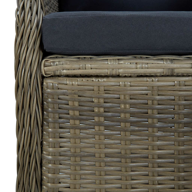Reclining Garden Chair with Cushions Poly Rattan Brown Payday Deals