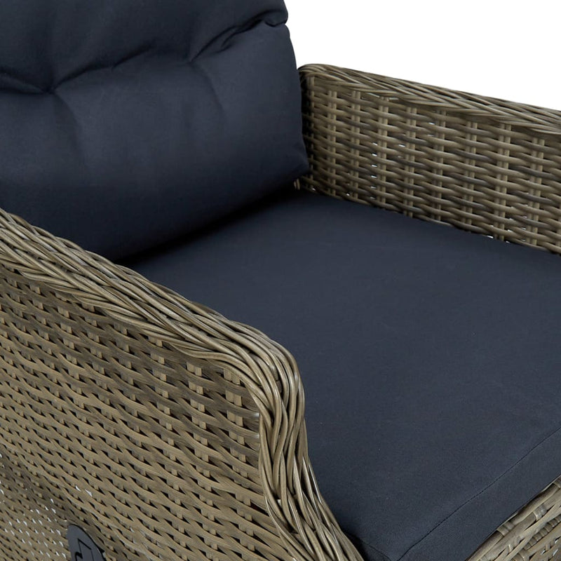 Reclining Garden Chair with Cushions Poly Rattan Brown Payday Deals