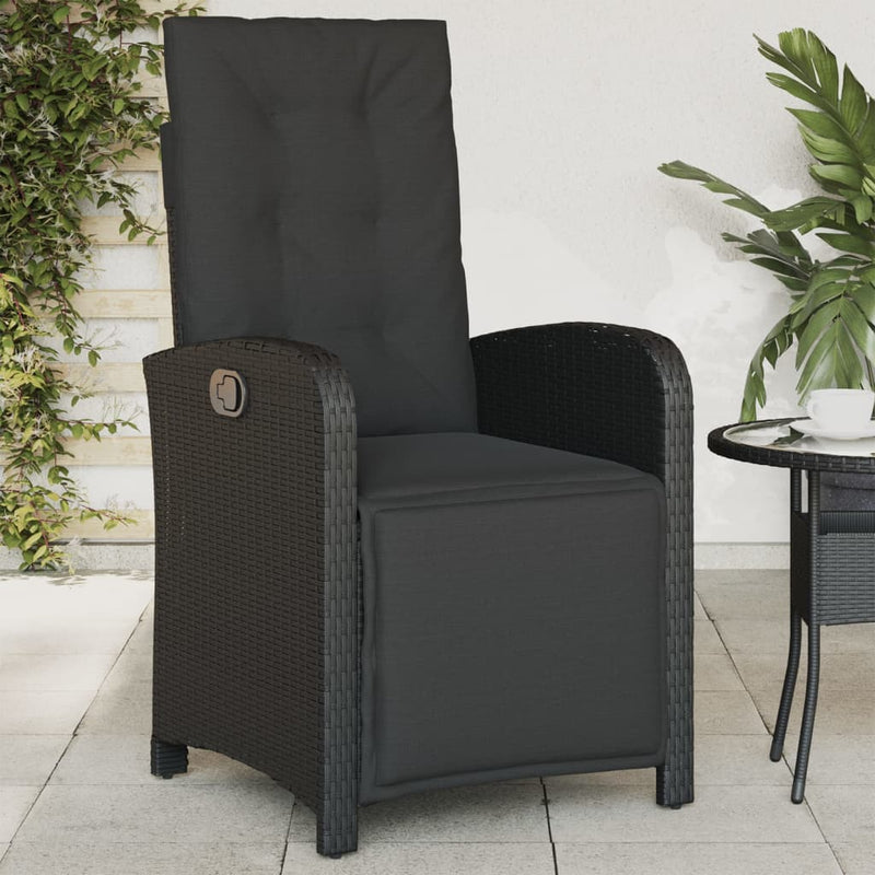 Reclining Garden Chair with Footrest Black Poly Rattan Payday Deals