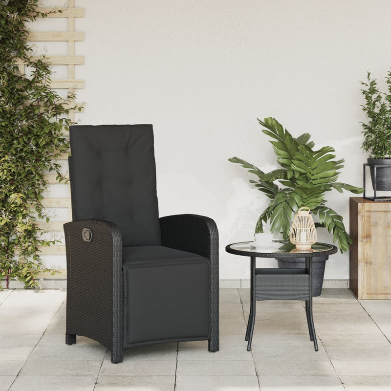 Reclining Garden Chair with Footrest Black Poly Rattan Payday Deals