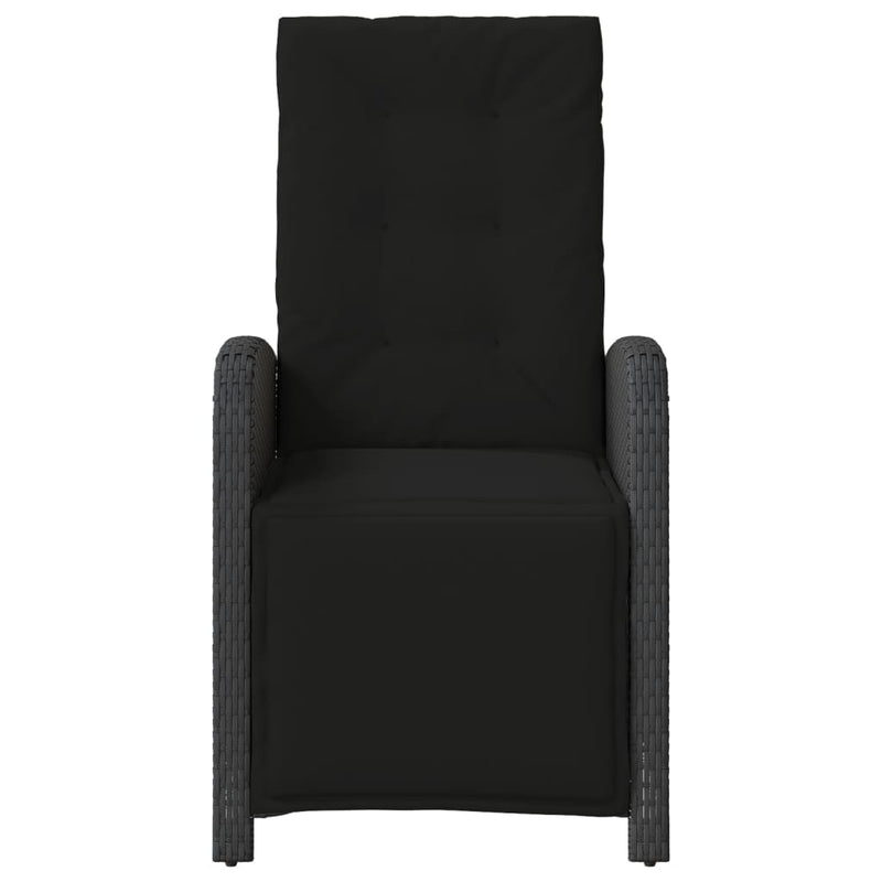 Reclining Garden Chair with Footrest Black Poly Rattan Payday Deals