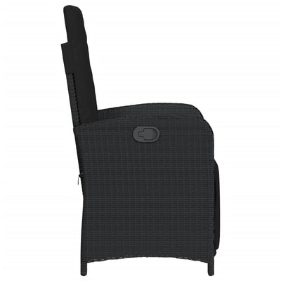 Reclining Garden Chair with Footrest Black Poly Rattan Payday Deals