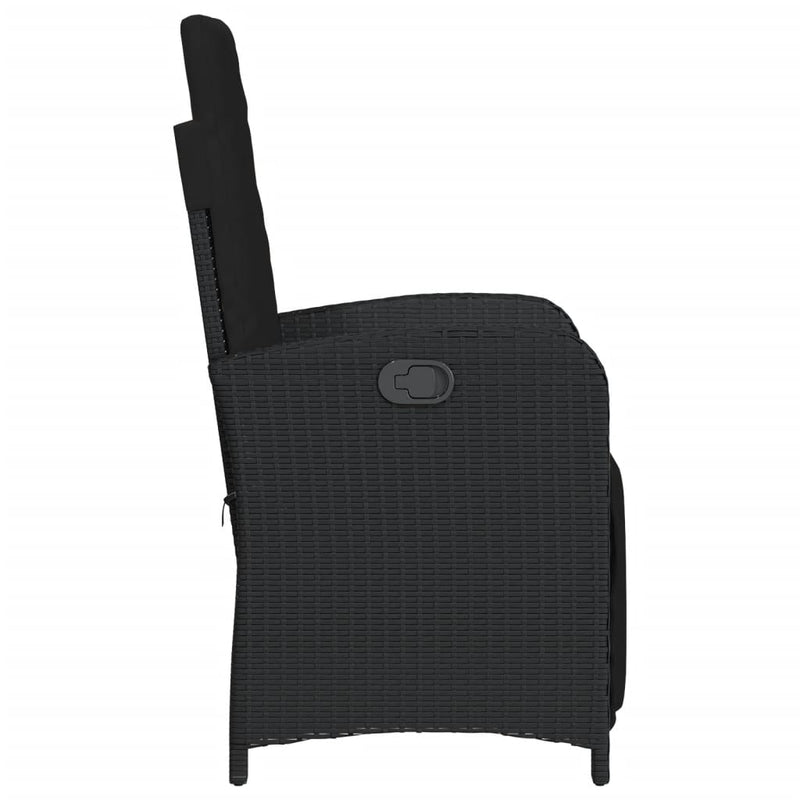 Reclining Garden Chair with Footrest Black Poly Rattan Payday Deals