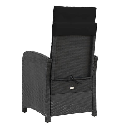 Reclining Garden Chair with Footrest Black Poly Rattan Payday Deals