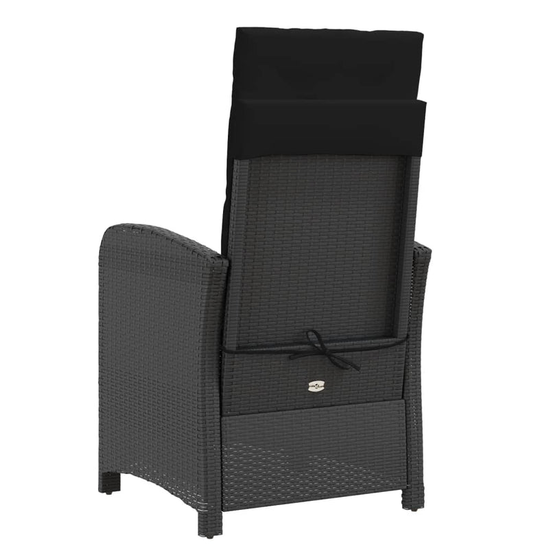Reclining Garden Chair with Footrest Black Poly Rattan Payday Deals