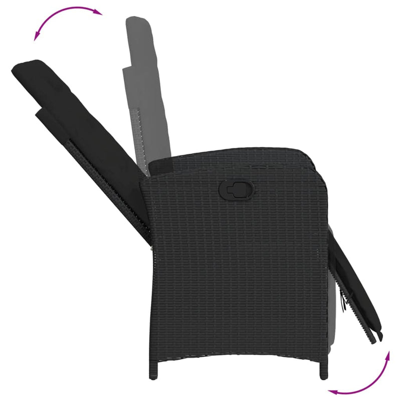Reclining Garden Chair with Footrest Black Poly Rattan Payday Deals