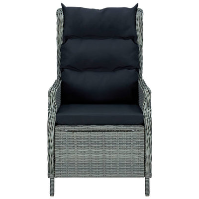 Reclining Garden Chair with Footstool Poly Rattan Light Grey Payday Deals