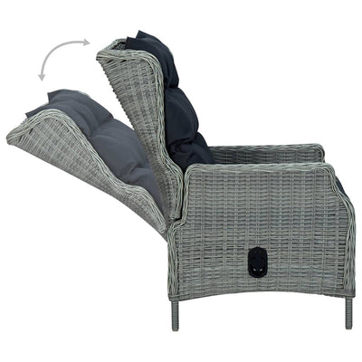 Reclining Garden Chair with Footstool Poly Rattan Light Grey Payday Deals