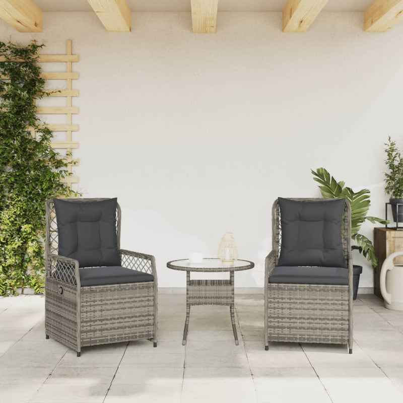 Reclining Garden Chairs 2 pcs Grey Poly Rattan Payday Deals