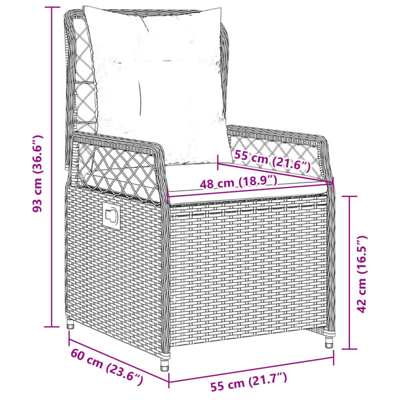 Reclining Garden Chairs 2 pcs Grey Poly Rattan Payday Deals