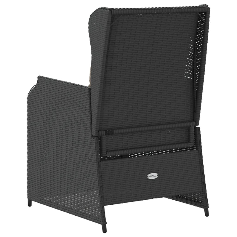 Reclining Garden Chairs 2 pcs with Cushions Black Poly Rattan Payday Deals