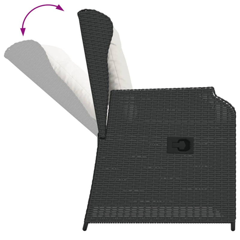 Reclining Garden Chairs 2 pcs with Cushions Black Poly Rattan Payday Deals